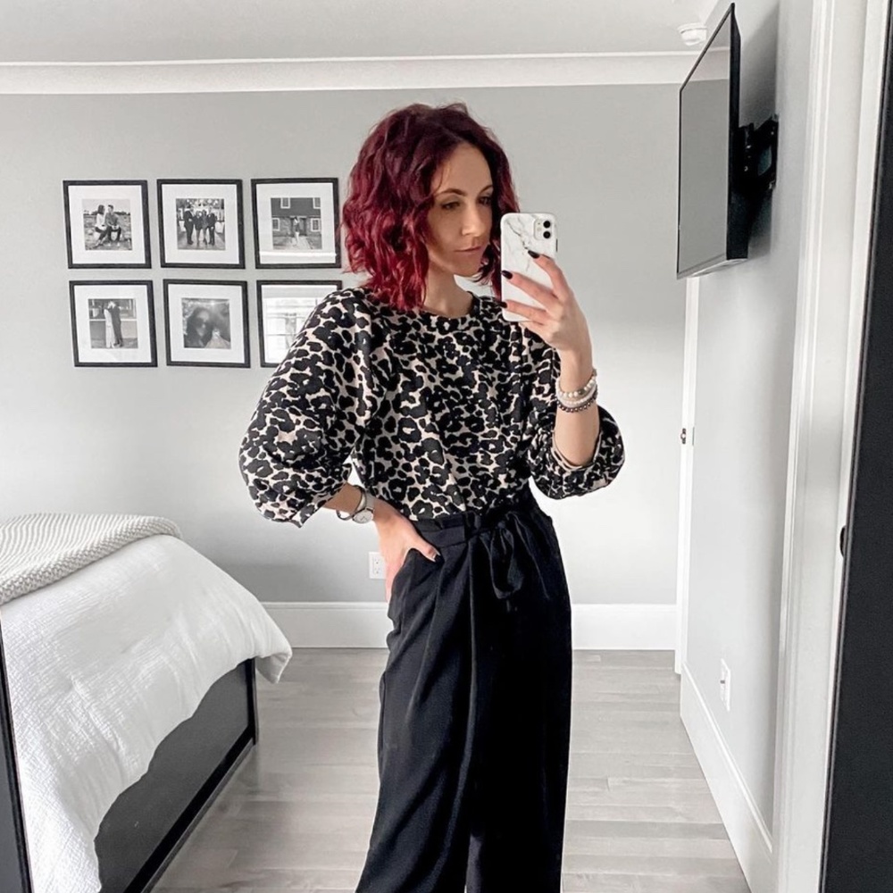 Jacquard Puff Selve Leopard Sweater